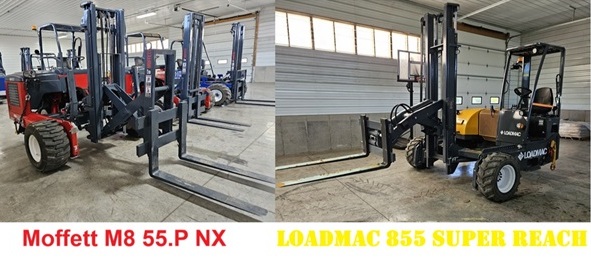 Moffett M8 55.3P NX Verses Loadmac 855 Super Reach Battle of the truck mounted forklift manufacturers: Moffett M8 55.3P NX verses Loadmac 855 Super Reach! Which one wins in the battle of the truck mounted forklift brands?