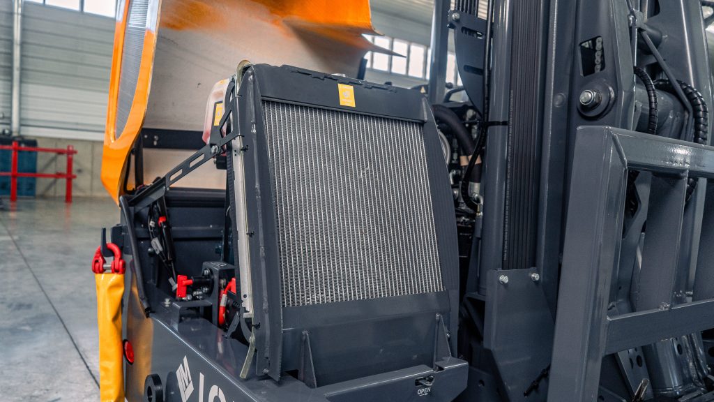GoLoadMac 255 Ultra 2-Way truck mounted forklift interior detail image showing operator controls and equipment components in Spencerville, Indiana.