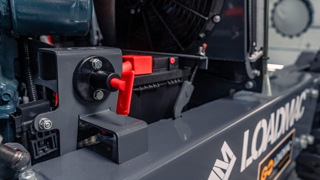 GoLoadMac 255 Ultra 2-Way truck mounted forklift interior detail image showing operator controls and equipment components in Spencerville, Indiana.