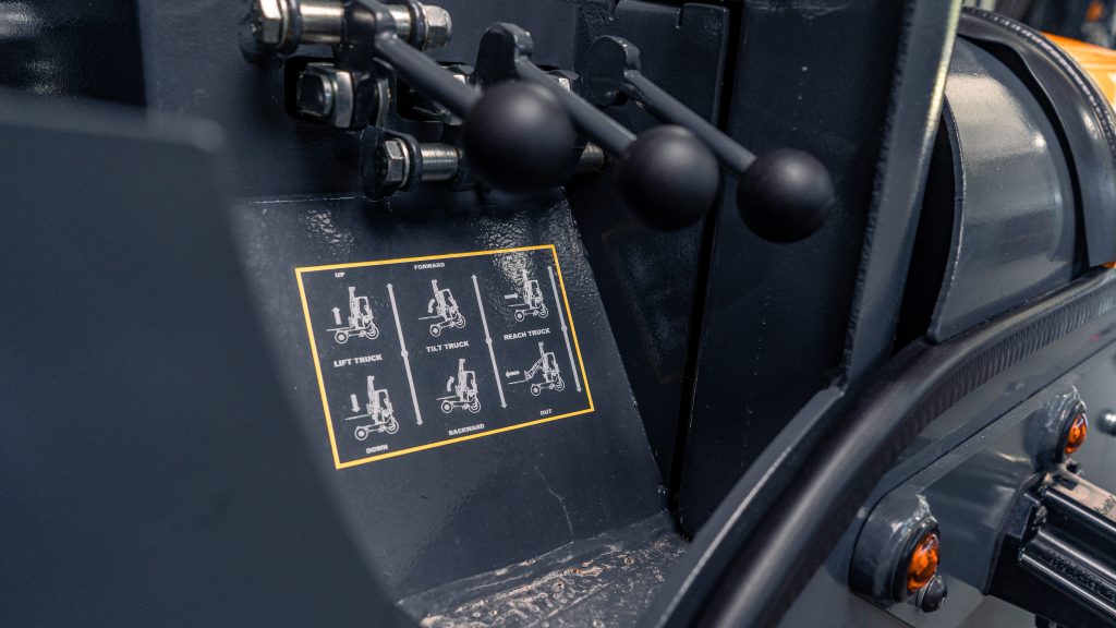 GoLoadMac 255 Ultra 2-Way truck mounted forklift interior detail image showing operator controls and equipment components in Spencerville, Indiana.