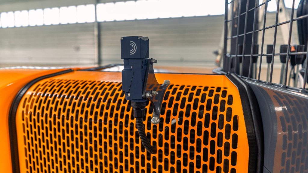GoLoadMac 855 4-Way truck mounted forklift detail shot highlighting cab, controls, and safety features.